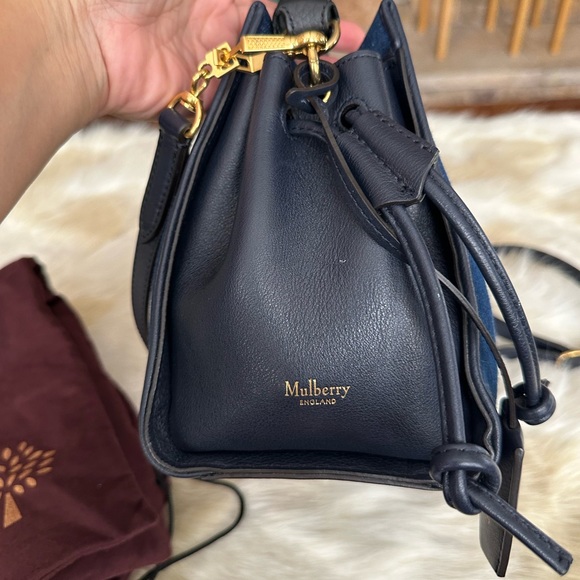 Authentic MULBERRY IRIS Bag in blue denim and leather trim SMALL plus key ring - Picture 6 of 16